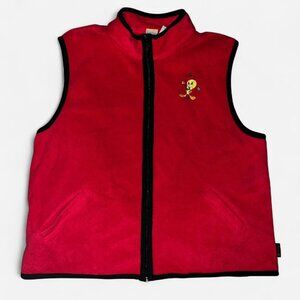 Vintage Tweety Bird Looney Tunes Fleece Vest 3XL Red Cartoon Outerwear Cottage